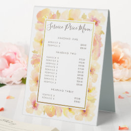 Menü "Service Price" für Glamour, die Druckposten  Tischaufsteller