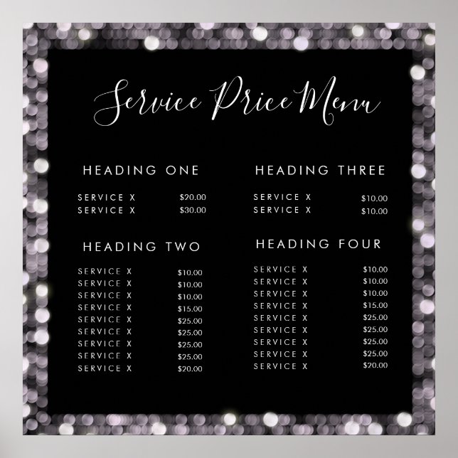 Menü "Service Price" für Glamour - Drucken Poster (Vorne)