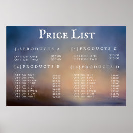 Menü "Service Price List" des benutzerdefinierten  Poster