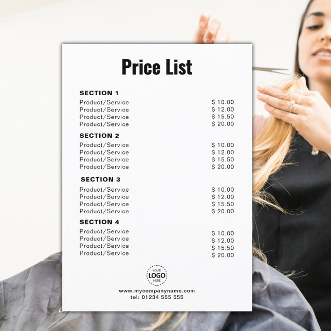 Menu Services et produits personnalisés Services blancs (Créateur téléchargé)