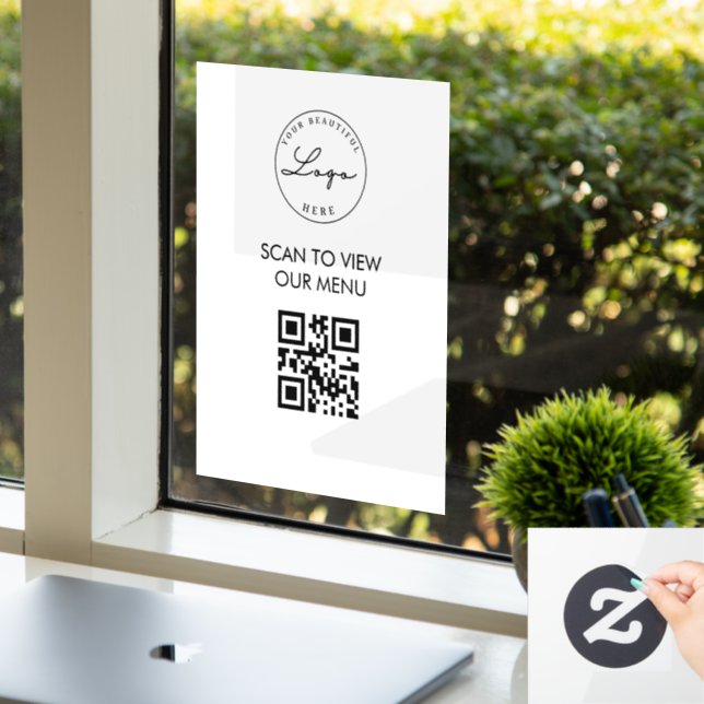 Menü "Sign" des White Scan Me QR-Codes Fensteraufkleber (Büro)