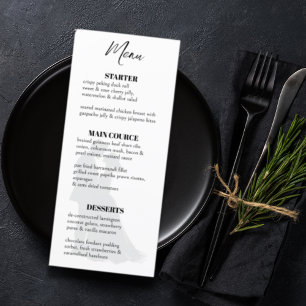 Menu Silhouette minimaliste moderne en noir et blanc