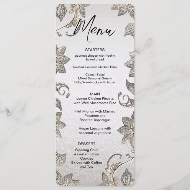 Menu Silver Gold Floral (Devant)
