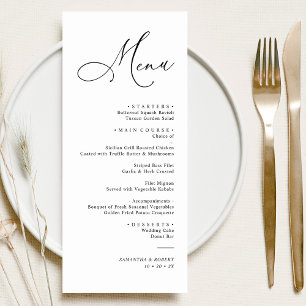 Menu Simple Calligraphie Script Blush Mariage Dîner