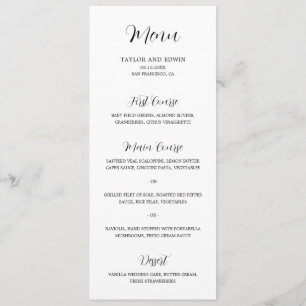 Menu Simple contemporain noir et blanc Mariage moderne