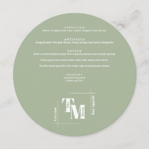 Menu Simple Dusty Green Moderne Chic Mariage Merci