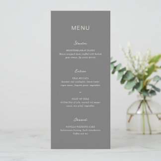 Menu Simple Élégant Mariage Gris