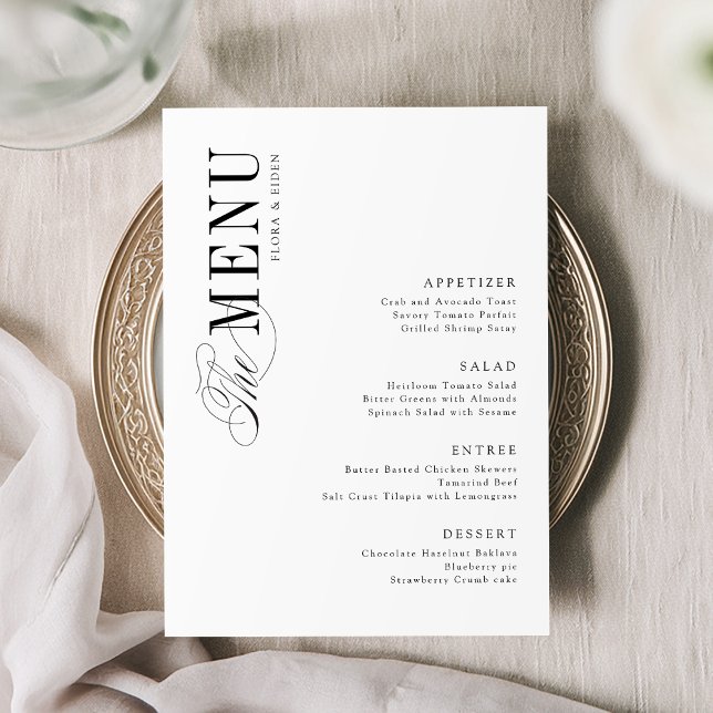 Menu Simple Elegant Timeless Typography Wedding (Simple Elegant Timeless Typography Wedding Menu)