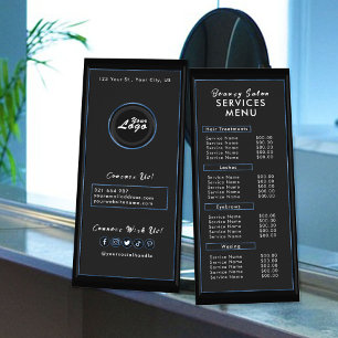 Menu simple et chic de salon bleu noir moderne Ajo