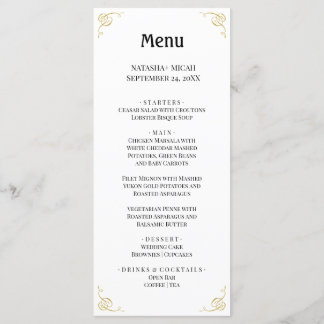 Menu simple et élégant White and Faux Gold