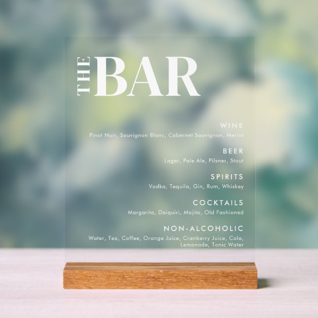 Menu simple et moderne de la barre Mariage (Neutre)