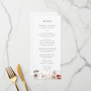 Menu Simple Floral Mariage Dinner Menu