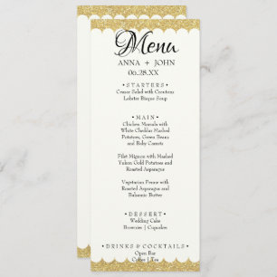 Menu Simple Gold Parties scintillant Ajouter Nom Date M