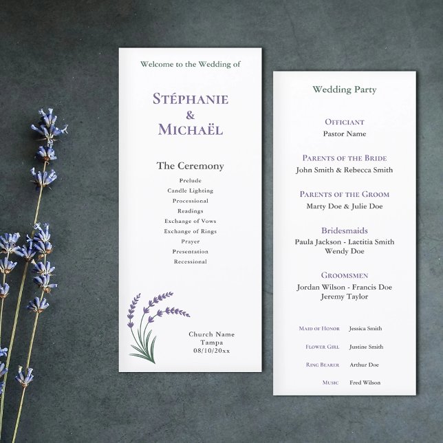 Menu Simple Lavender Wedding Ceremony Program (Simple Lavender Wedding Ceremony Program)