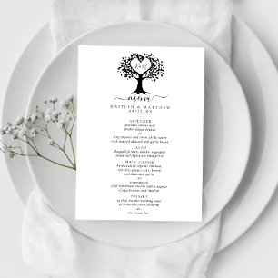 Menu Simple Mariage de l'arbre cardiaque du Monogramme