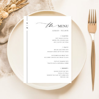 Menu simple Mariage de mariage élégant