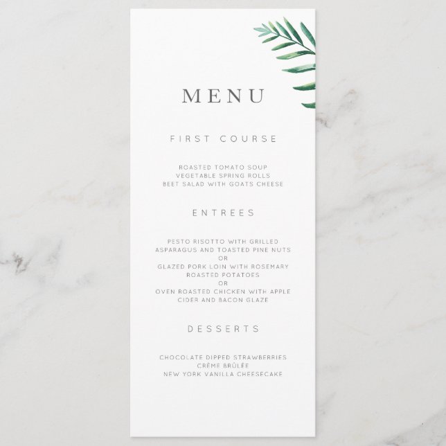 Menu simple Mariage de verdure (Devant)