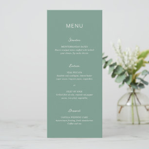 Menu Simple Mariage Élégant Vert Atténué