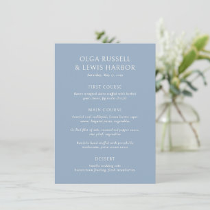 Menu Simple Mariage Moderne Bleu Poussiéreux