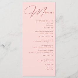 Menu Simple mariage rose pâle