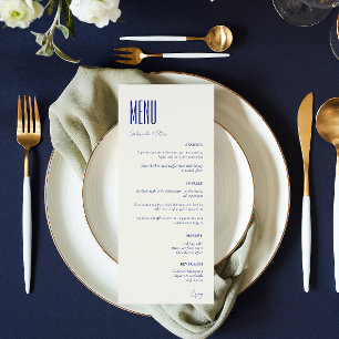 Menu Simple minimaliste Marine bleu Mariage moderne