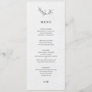 Menu Simple minimaliste moderne Eucalyptus Olive Mariag