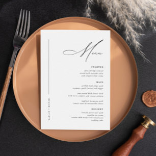 Menu Simple minimaliste noir et blanc Mariage moderne t