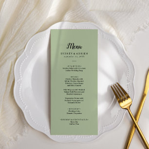 Menu Simple minimaliste Sage Mariage Dinner