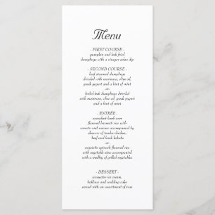 Menu Simple Minimaliste Soigné De Mariage Dîner