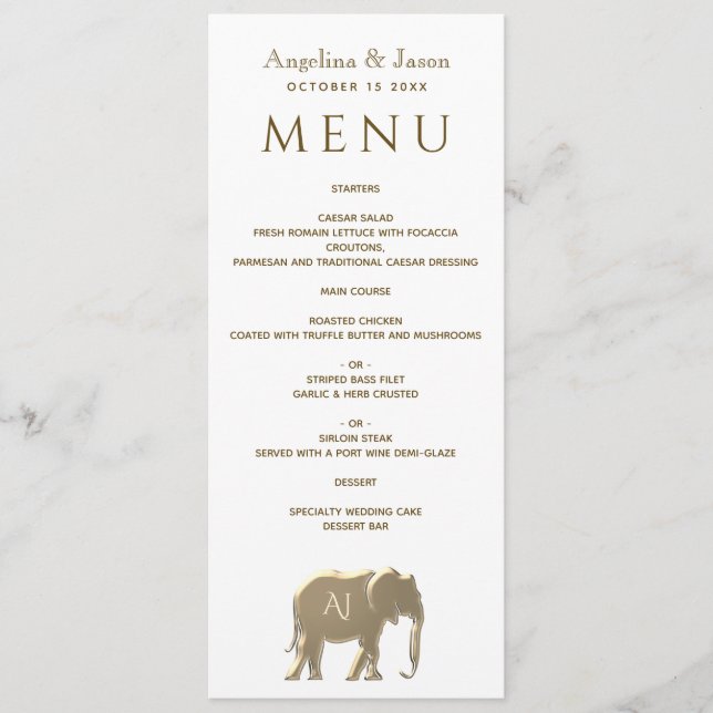 Menu Simple Moderne Mariage en Or (Devant)