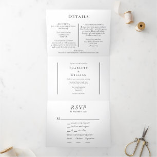Menu Simple Moderne Minimal Mariage RSVP Tout En U