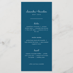 Menu Simple Navy Blue Mariage