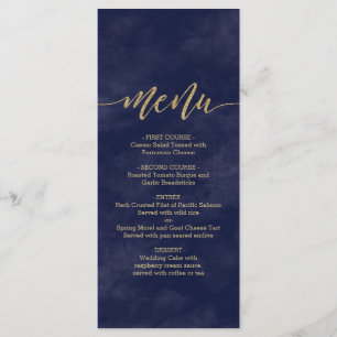 Menu Simple Navy Watercolor & Gold Foil Mariage