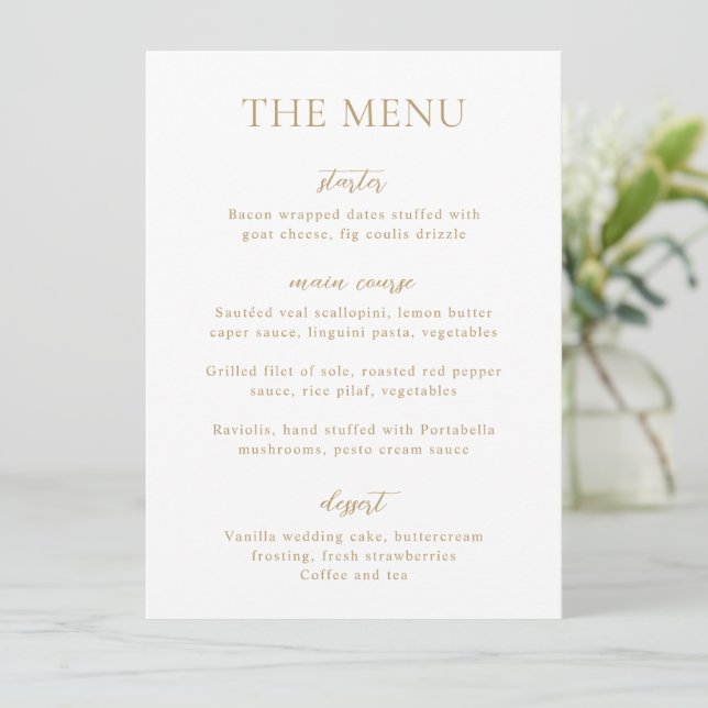 Menu Simple Or Moderne Mariage (Debout devant)