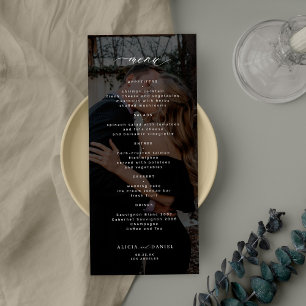 Menu Simple photo élégant mariage noir
