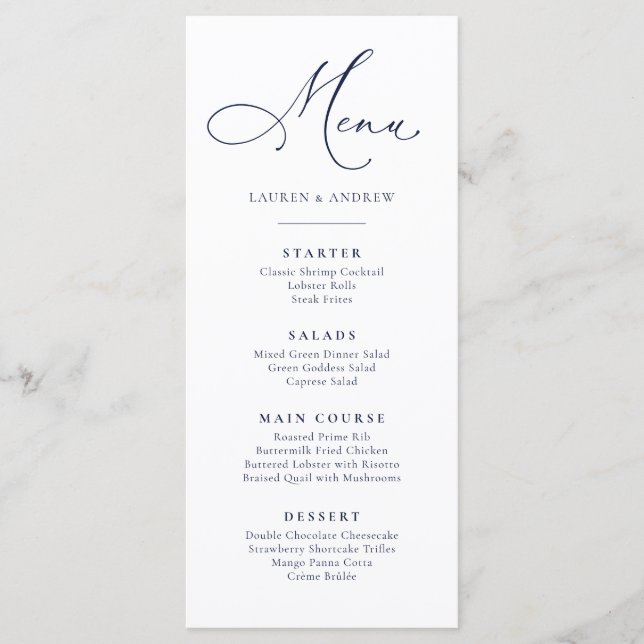 Menu simple plat bleu marine minimaliste (Devant)