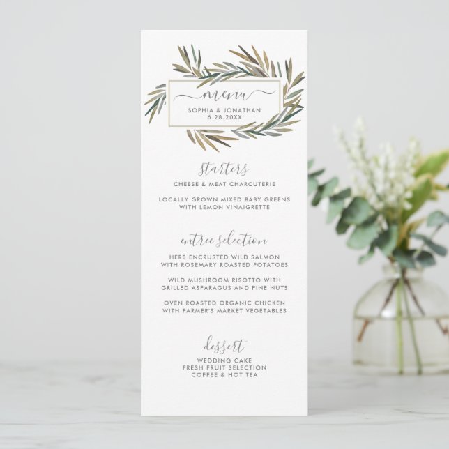 Menu simple Rustic Natural Botanb Mariage (Debout devant)