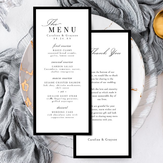 Menu Simple Script Typographique Élégant Mariage (Simple Graceful Script Typography Wedding Menu)