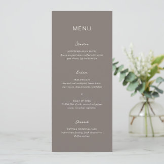 Menu Simple Taupe Élégant Mariage