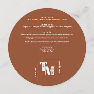 Menu Simple Terracotta Moderne Chic Mariage Merci
