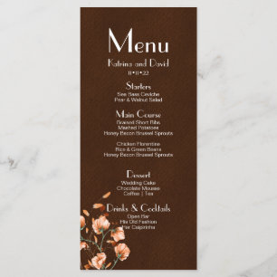 Menu Simple Terre Brown Orange Floral Mariage de automn