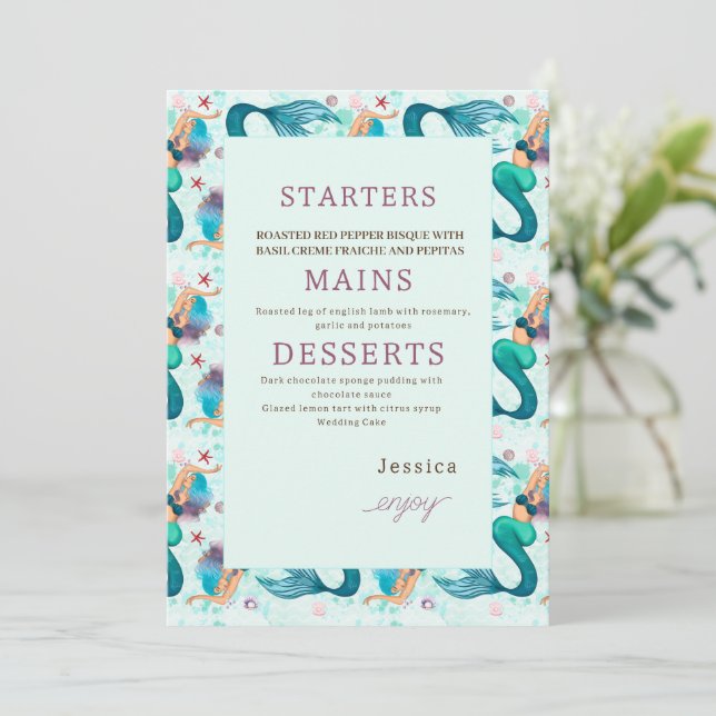 Menu Sirène Sous La Fête D'Anniversaire De La Mer (Debout devant)