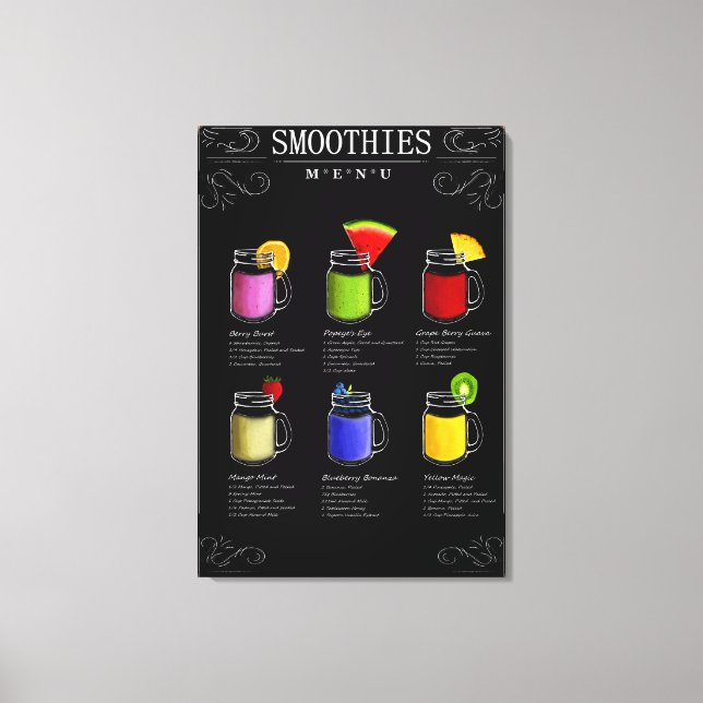 Menü "Smoothies" Leinwanddruck (Vorderseite)