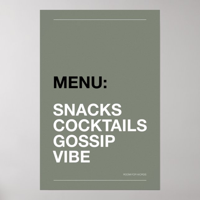 MENÜ: SNACKS – Lustiges Küchenposter Poster (Vorne)