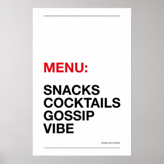 MENÜ: SNACKS – Lustiges Küchenposter Poster