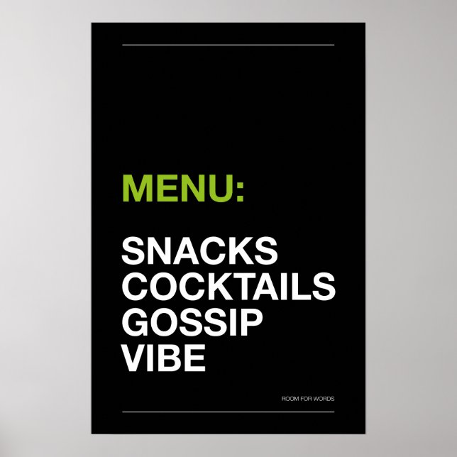 MENU: SNACKS – Lustiges Küchenposter Poster (Vorne)