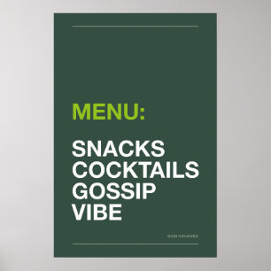 MENÜ: SNACKS – Lustiges Küchenposter Poster