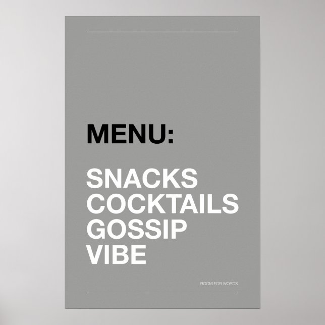 MENÜ: SNACKS – Lustiges Küchenposter Poster (Vorne)