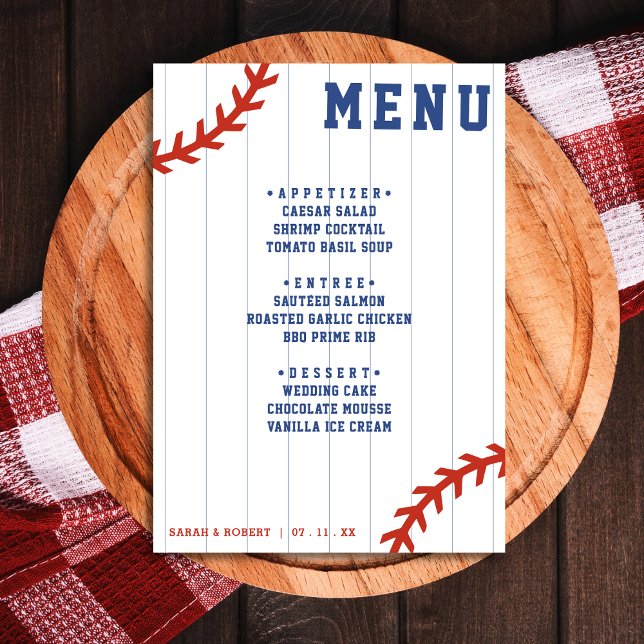 Menu Soirée De Baseball Pinstripe Réception De Mariage (Baseball Softball Pinstripe Wedding Reception Menu)