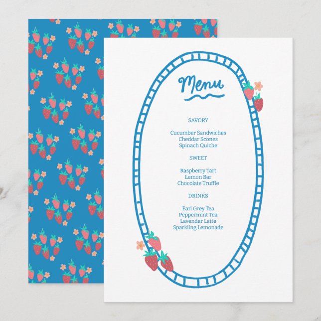 Menu Soirée de mariage pour Baby shower nuptial à base  (Devant / Derrière)